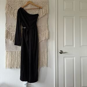 Something Navy One Shoulder Gown